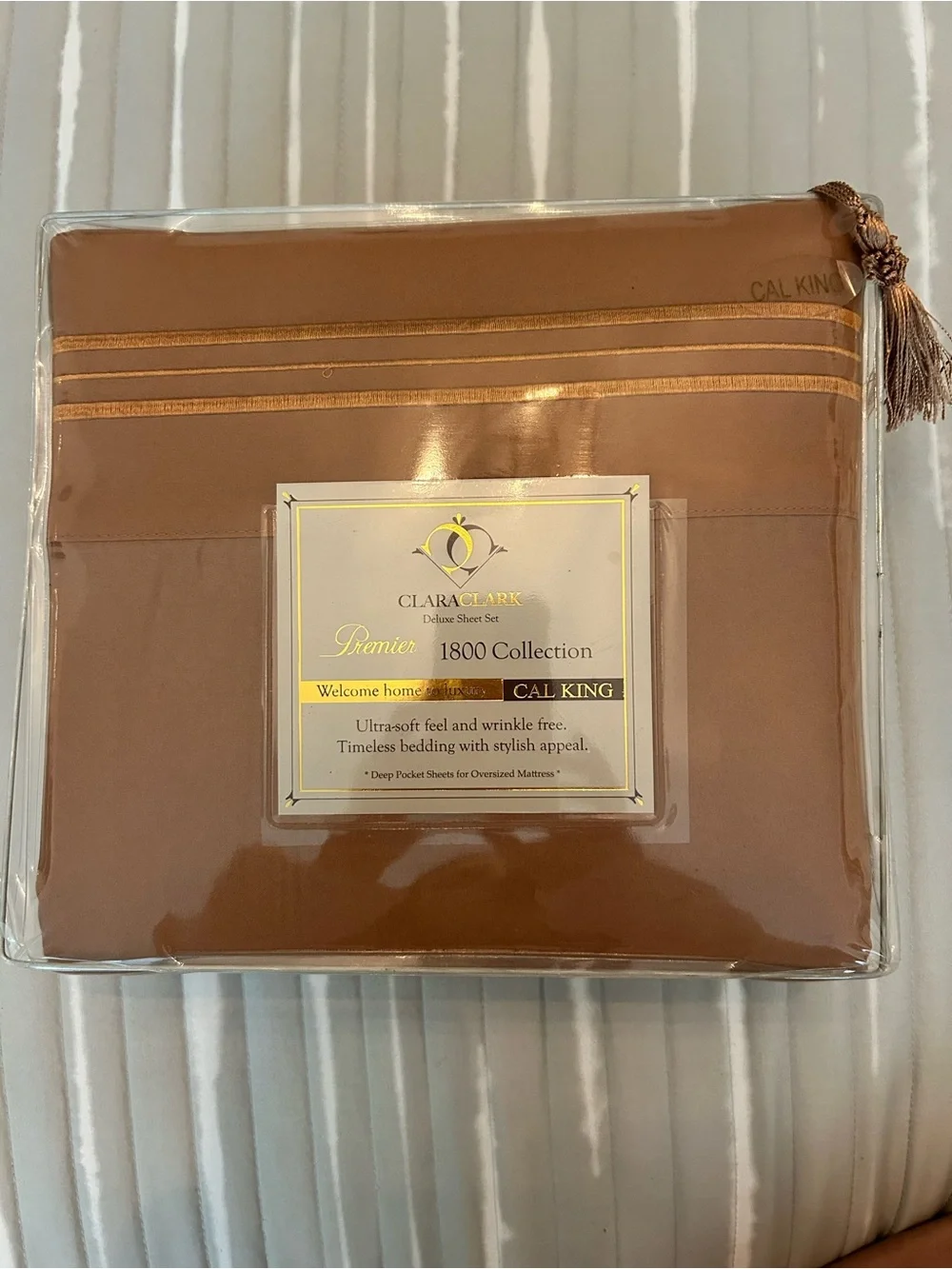 Clara Clark Premier 1800 Collection California King Sheet Set Brown NEW